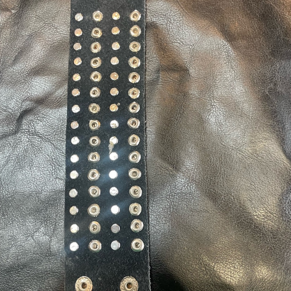 Black leather embellished wrist bracelet